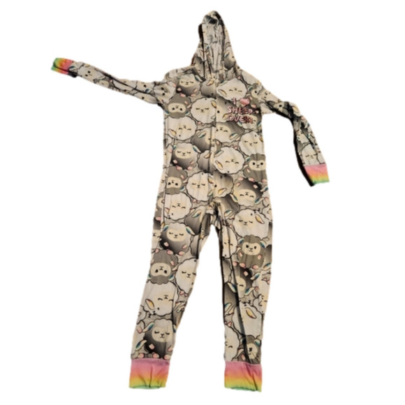 Justice Size 8 Sheep Over Onesie Pajamas - Picture 1 of 4